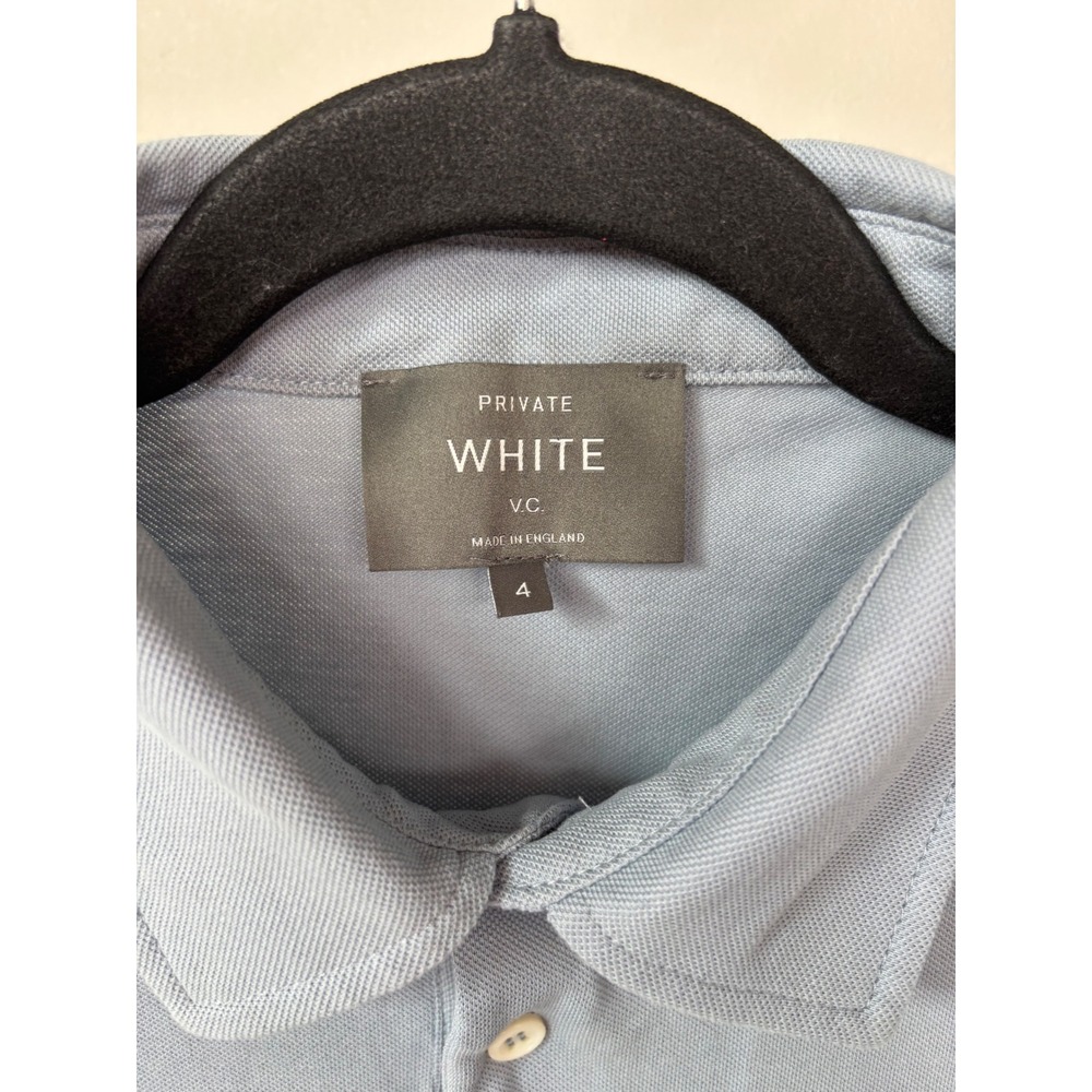 Private White V.C. Mens Light Blue Pique Cotton Polo Shirt Made in England Sz 4 - Picture 2 of 11